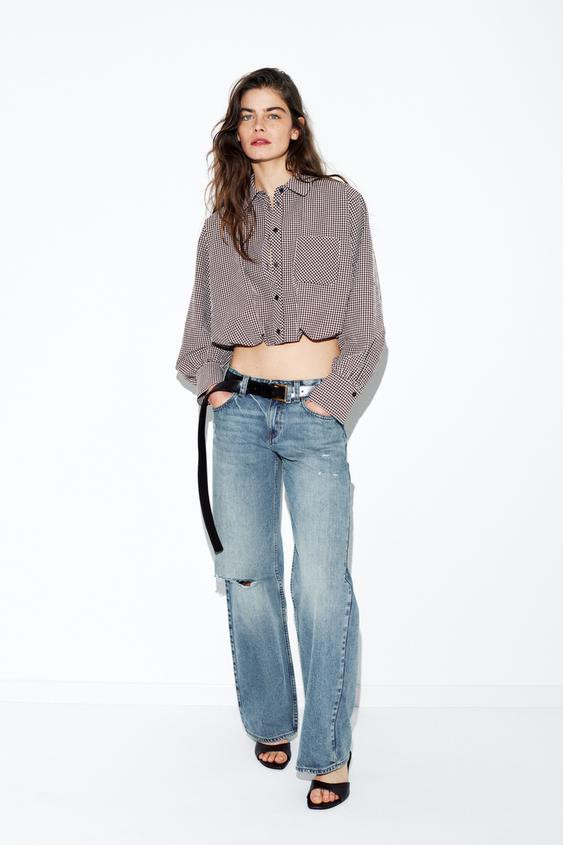 GINGHAM BALLOON SHIRT | Zara US