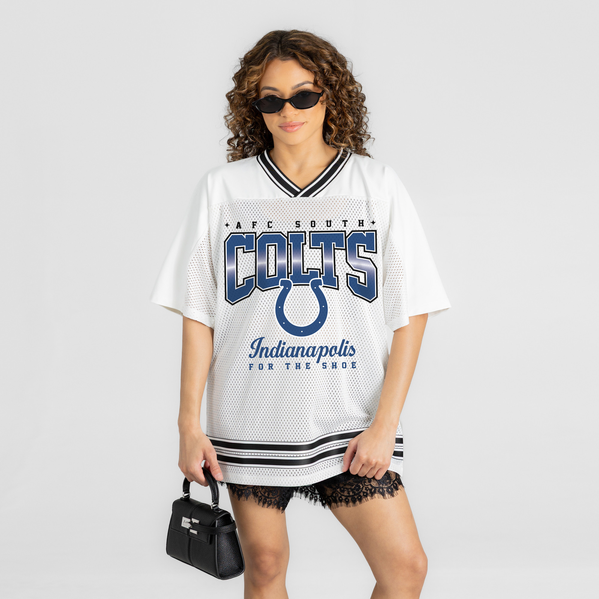 Women's Gameday Couture White Indianapolis Colts  Squad Mentality V-Neck Sports Mesh Fashion Jersey | Fanatics