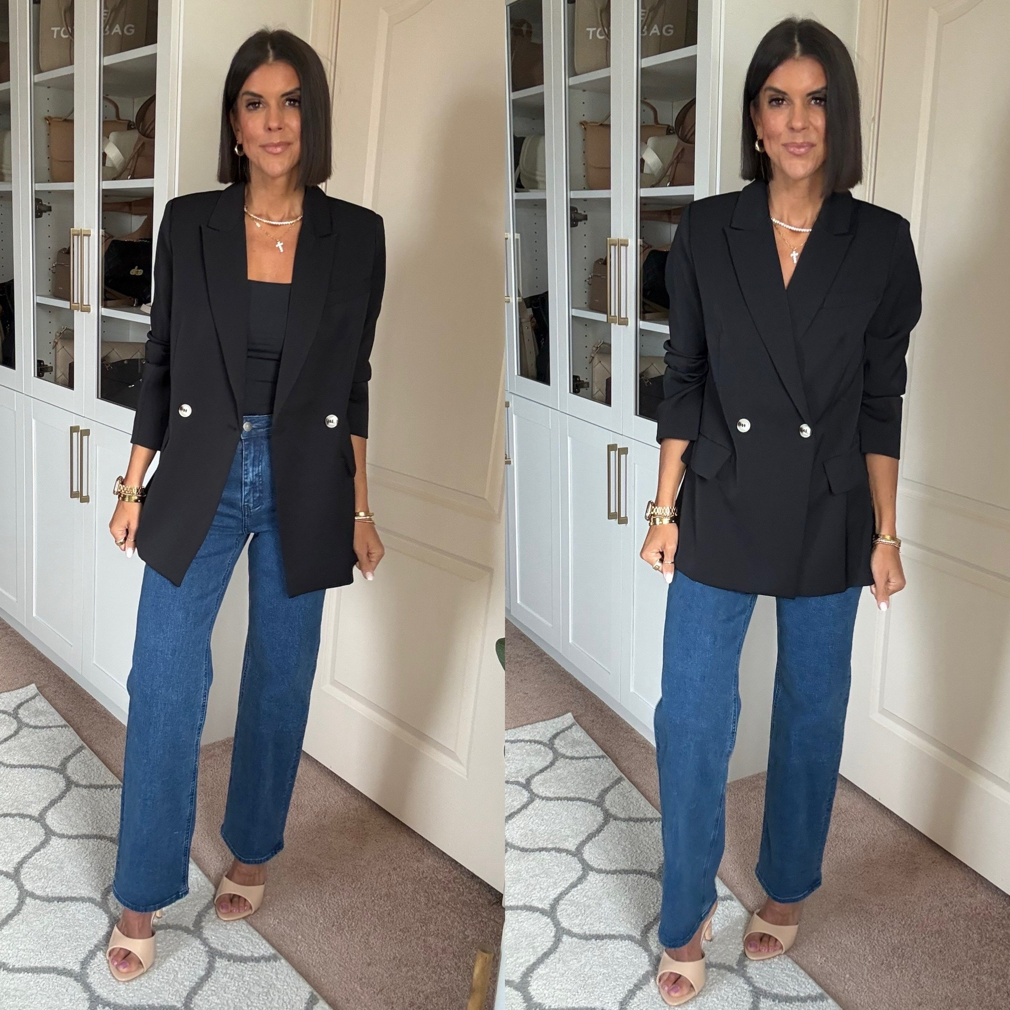 Size small in blazer and tank size 2 in jeans 

#LTKSeasonal