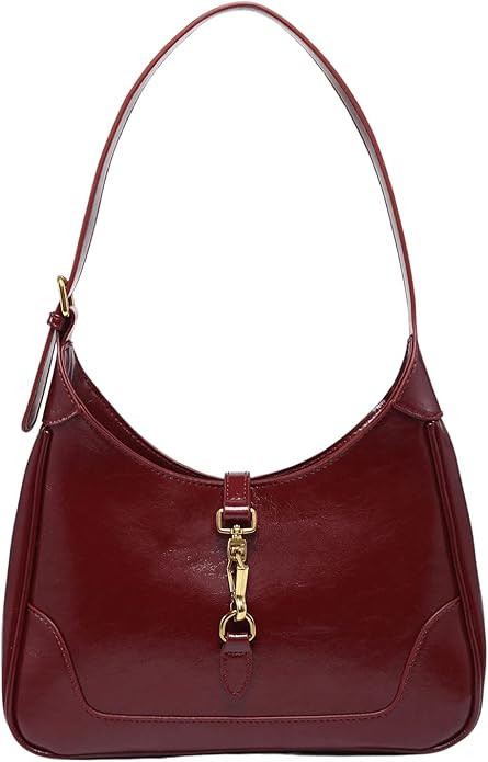 Women's PU Leather Clasp Shoulder Bag Adjustable Strap Vintage Hobo Handbags Purse | Amazon (US)
