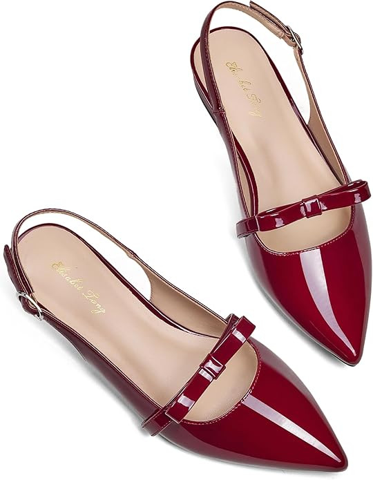 Elisabet Tang Women Slingback Flats with Rhinestone Pointed Toe Flats for Women Dressy Shoes | Amazon (US)