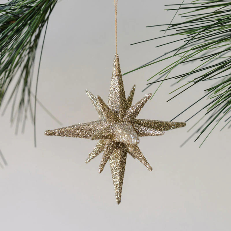 2.75" Gold Glitter Starburst Ornament | CG Hunter