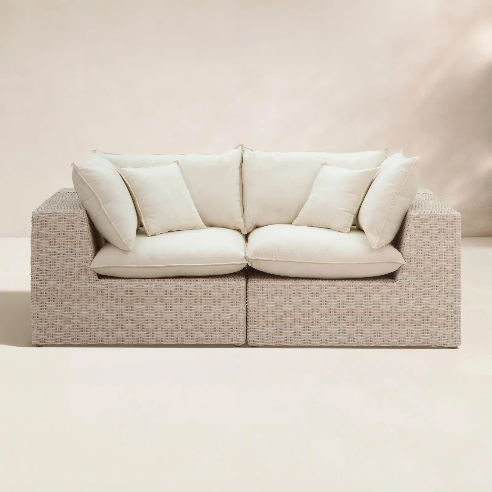Davida Outdoor Wicker Loveseat with Cushions | Wayfair North America