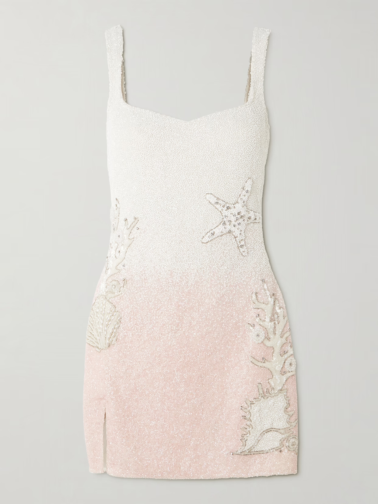 Clio Peppiatt - Seashell Crystal-embellished Beaded Tulle Mini Dress - Pink | NET-A-PORTER (US)