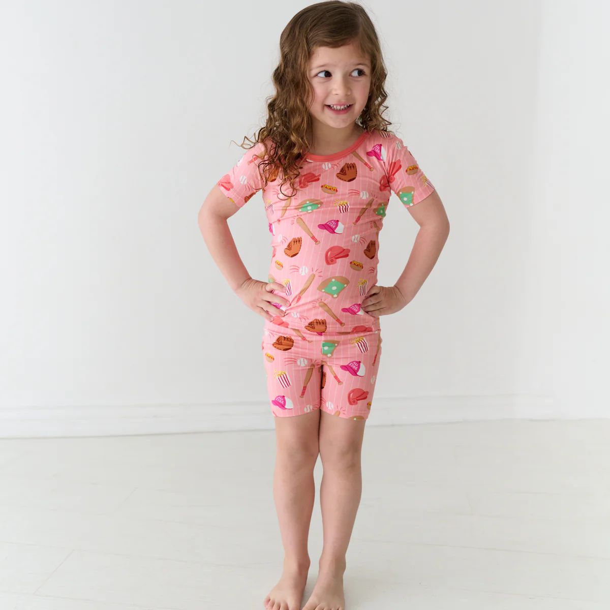 Pink All Stars Two-Piece Short Sleeve & Shorts Pajama Set | Little Sleepies