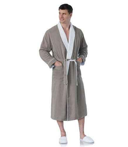 Luxury Spa Robe - 5-Star Hotel Microfiber and Terry Bathrobe for Women and Men | Full Length | Petite to Plus Size | Sandstone, Medium | Amazon (US)