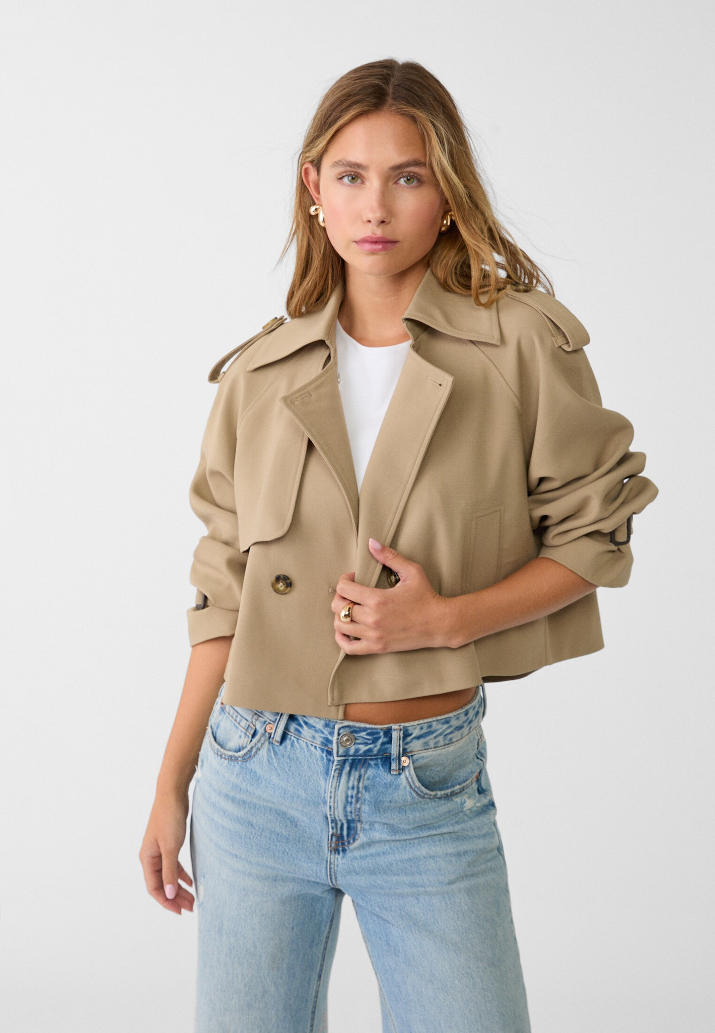 Short smart flowing trench coat | Stradivarius (UK)