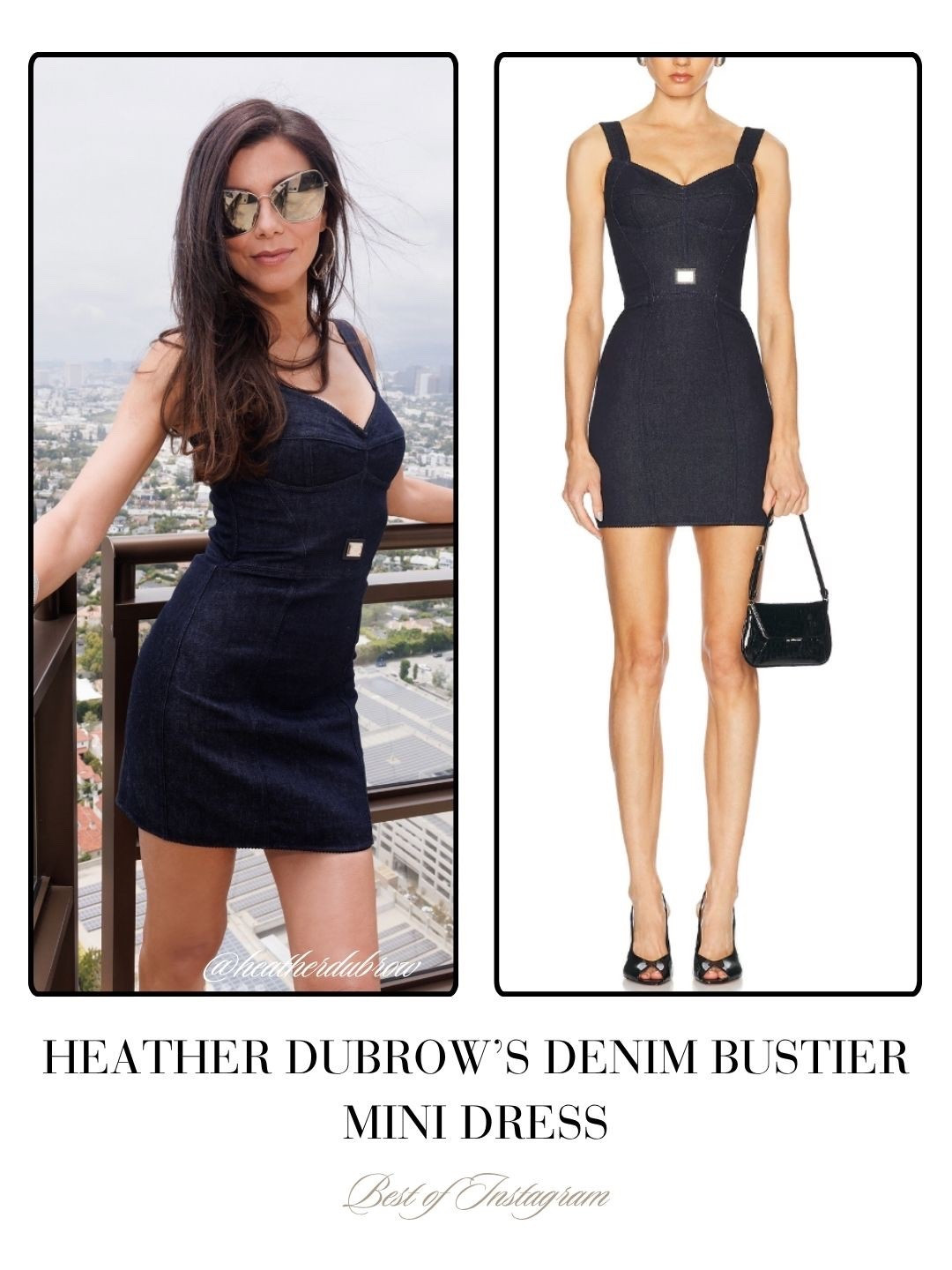 Heather Dubrow’s Denim Bustier Mini Dress 📸 = @heatherdubrow 