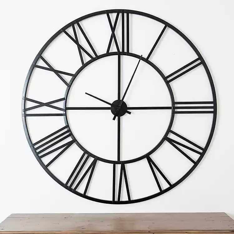 Black Metal Open Face Aiden Wall Clock | Kirkland's Home