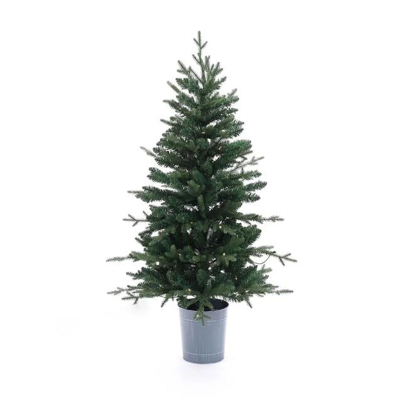 LuxenHome WHAP1622 4 ft. Pre-Lit LED Artificial Fir Christmas Tree with Metal Pot - Walmart.com | Walmart (US)