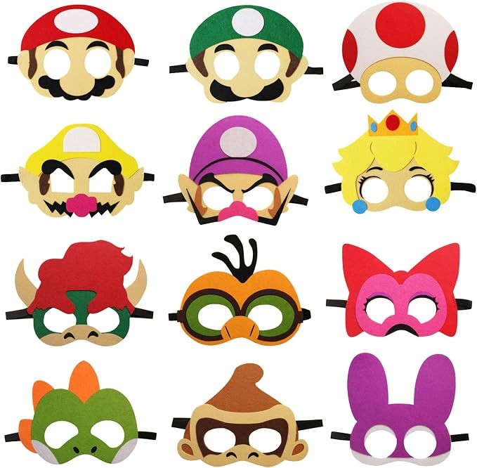 12 Pack Felt Masks Kids Themed Party Supplies for Party Favors for Cartoon Masks Boys Girls Birth... | Amazon (US)
