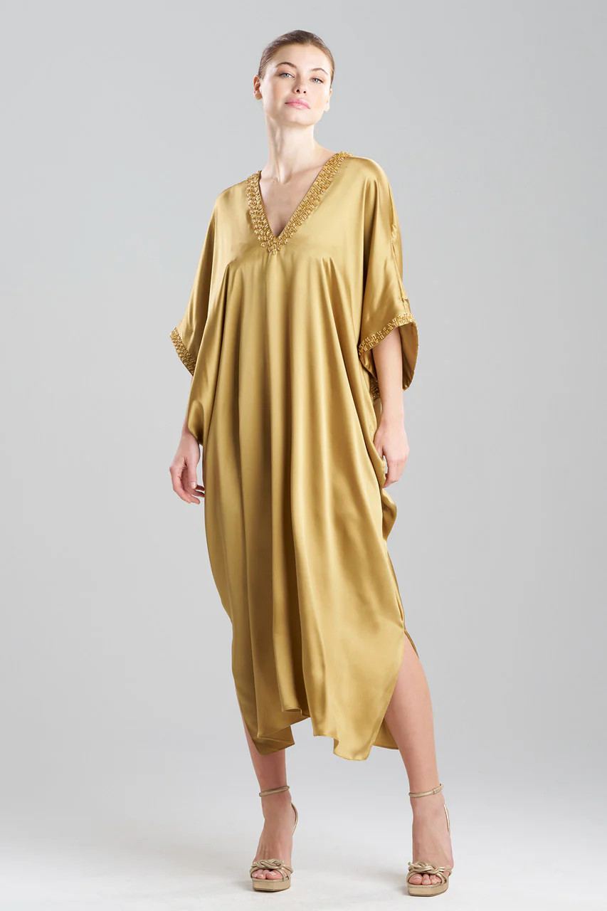 Key Essentials Embellished Cocoon Silk Caftan | Natori