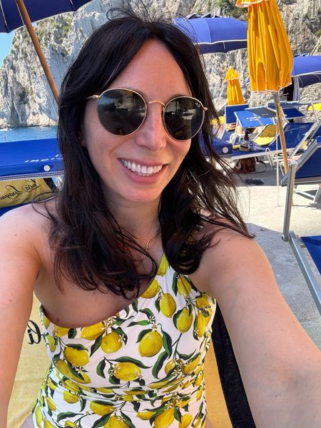 This suit was begging for Italy. 🇮🇹 Wearing the one shoulder JCrew lemon suit in a size six. Fits great for my larger chest and long torso. It is super flattering on. 

#LTKSaleAlert #LTKFindsUnder100 #LTKOver40
