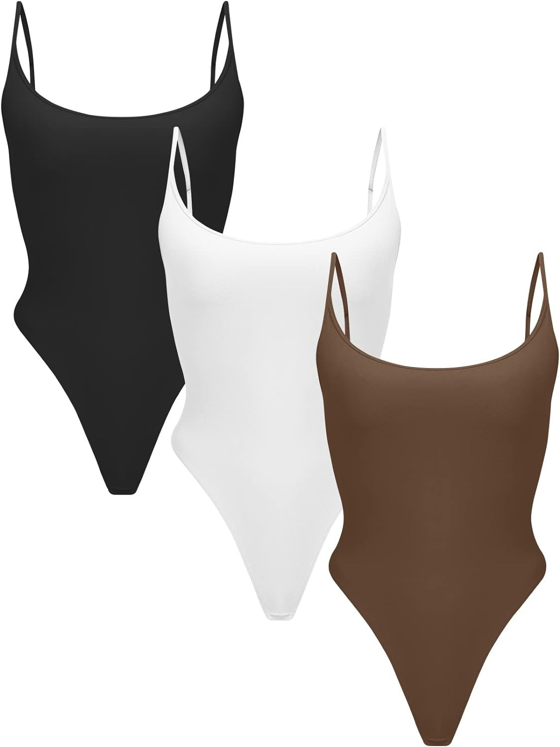 KIKIMINK Women's 3 Piece Bodysuit Sexy Ribbed Sleeveless Camisole Tops Thong Bodysuits Adjustable... | Amazon (US)