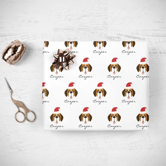 Personalized Dog Christmas Gift Wrap, Merry Christmas Pet Dog Gifts Personalized Wrapping Paper G... | Etsy (US)