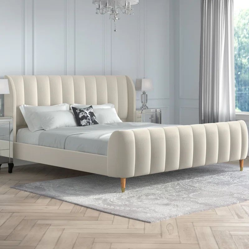 Ariyana Velvet Platform Modern Upholstered Channel Tufted Bed | Wayfair North America