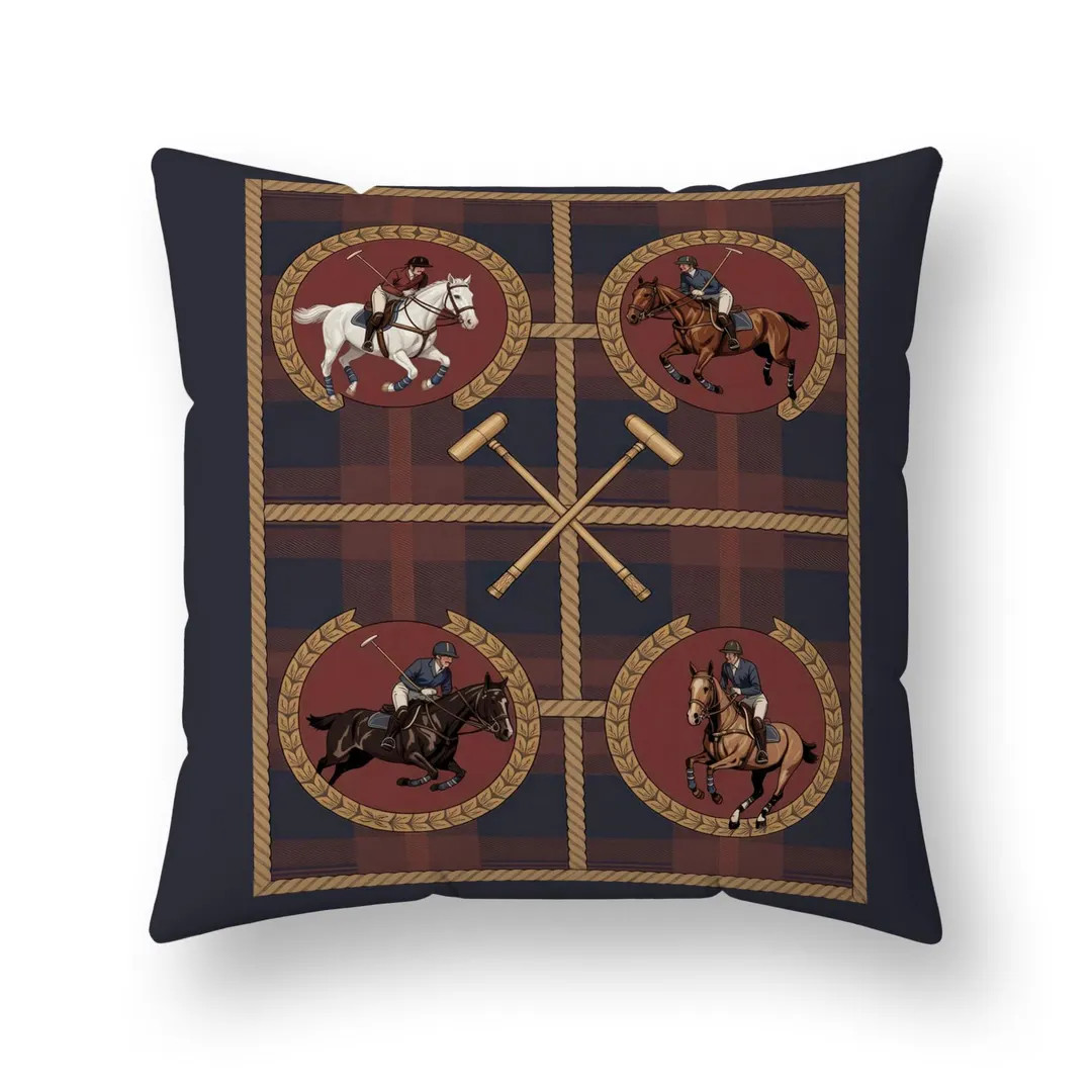 Equestrian Pillows and Pillow Cases, Polo Players Pattern, Horseback Riding Decor, Sports Theme B... | Etsy (US)