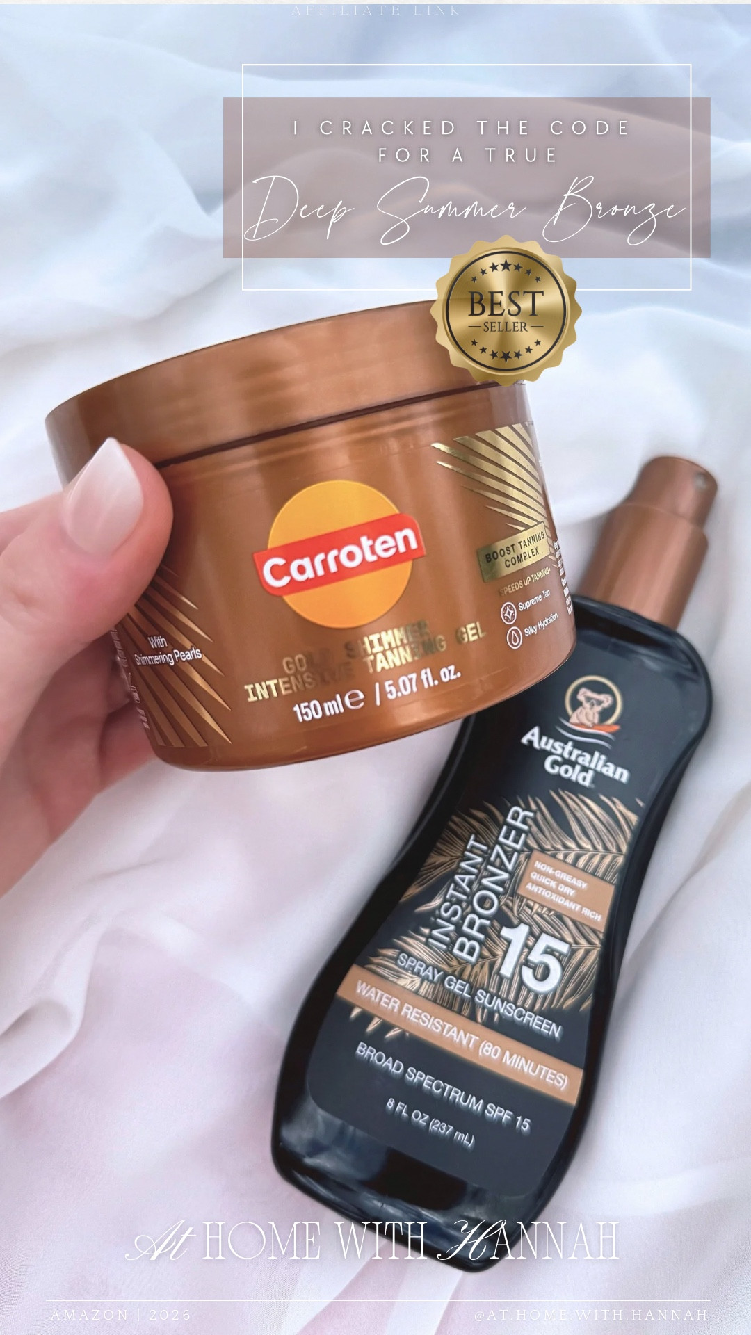 deep summer bronze • tanning combo • summer skin essentials

✨OKAY, I really feel like I cracked the code for that true deep summer bronze. I use Australian Gold first for the SPF broad-spectrum protection, hydration, and that instant sun-kissed tint from the caramel bronzer. Then I layer on Carroten for the rich golden tone, subtle shimmer, and that deeper bronzed look it’s known for when you’re out in the sun. Together, it gives that glowy, bronzed, beach-day skin look I’m always after — and because both formulas are so moisturizing, my tan looks better and lasts longer too.





•
deep summer bronze • tanning combo • australian gold spf 30 • carroten tanning gel • bronzed summer skin • caramel bronzer sunscreen • instant golden glow • tanning accelerator • long lasting tan look • glowy summer skin • beach day beauty • vacation beauty finds

#summerbeauty #tanningessentials #bronzedskin #beachdaymusthaves #vacationbeauty

#LTKselfcare #LTKSeasonal #LTKSaleAlert