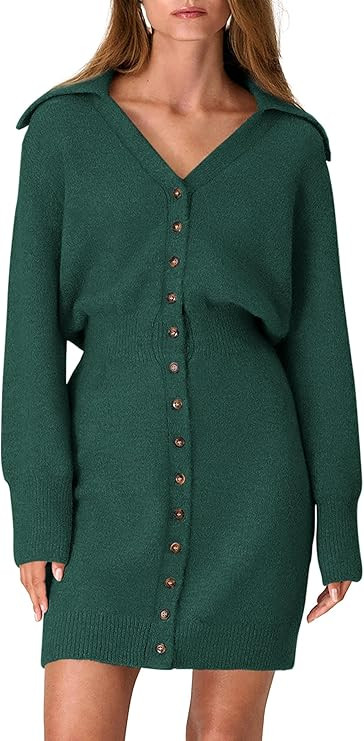 PRETTYGARDEN Sweater Dresses for Women 2025 Trendy Long Sleeve Button Down Short Mini Fall Winter... | Amazon (US)
