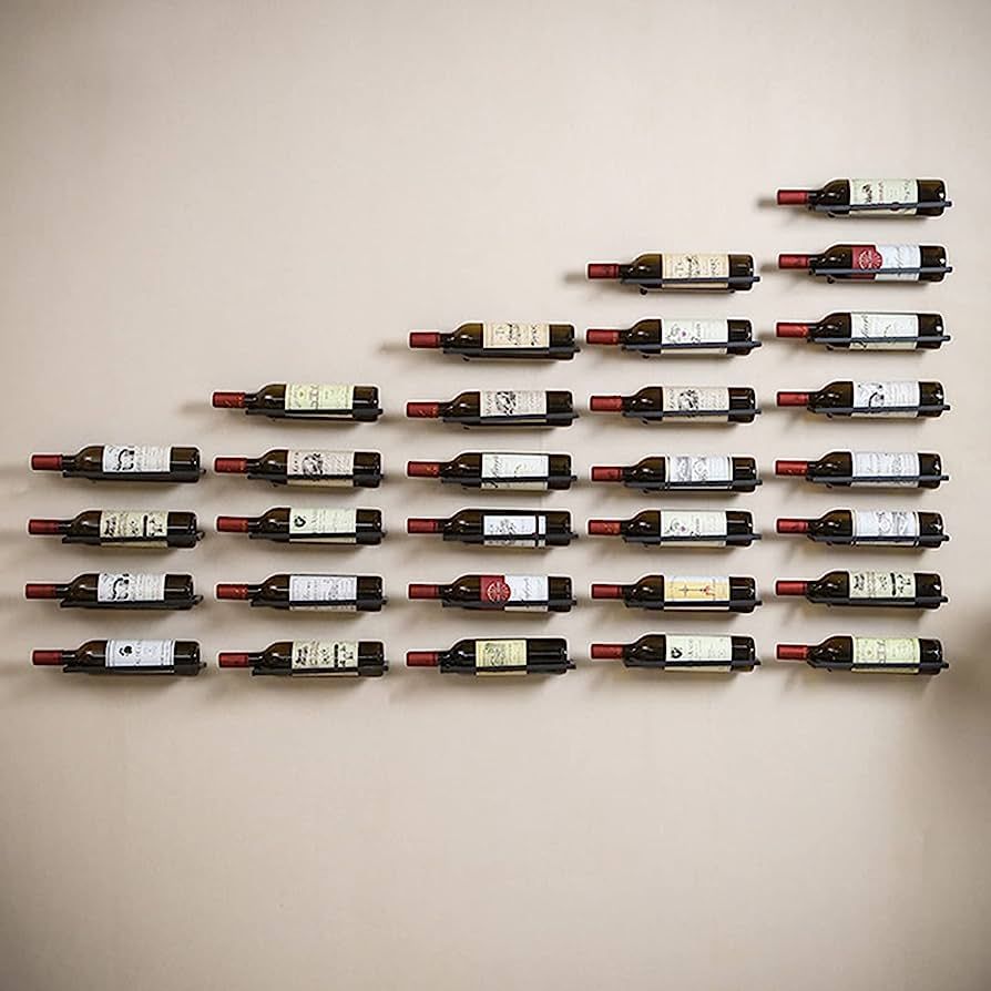 OFILLES 6 Pcs Black Wine Racks Wall Mounted, Wall Wine Bottle Holder Display, Metal Hanging Wine ... | Amazon (US)
