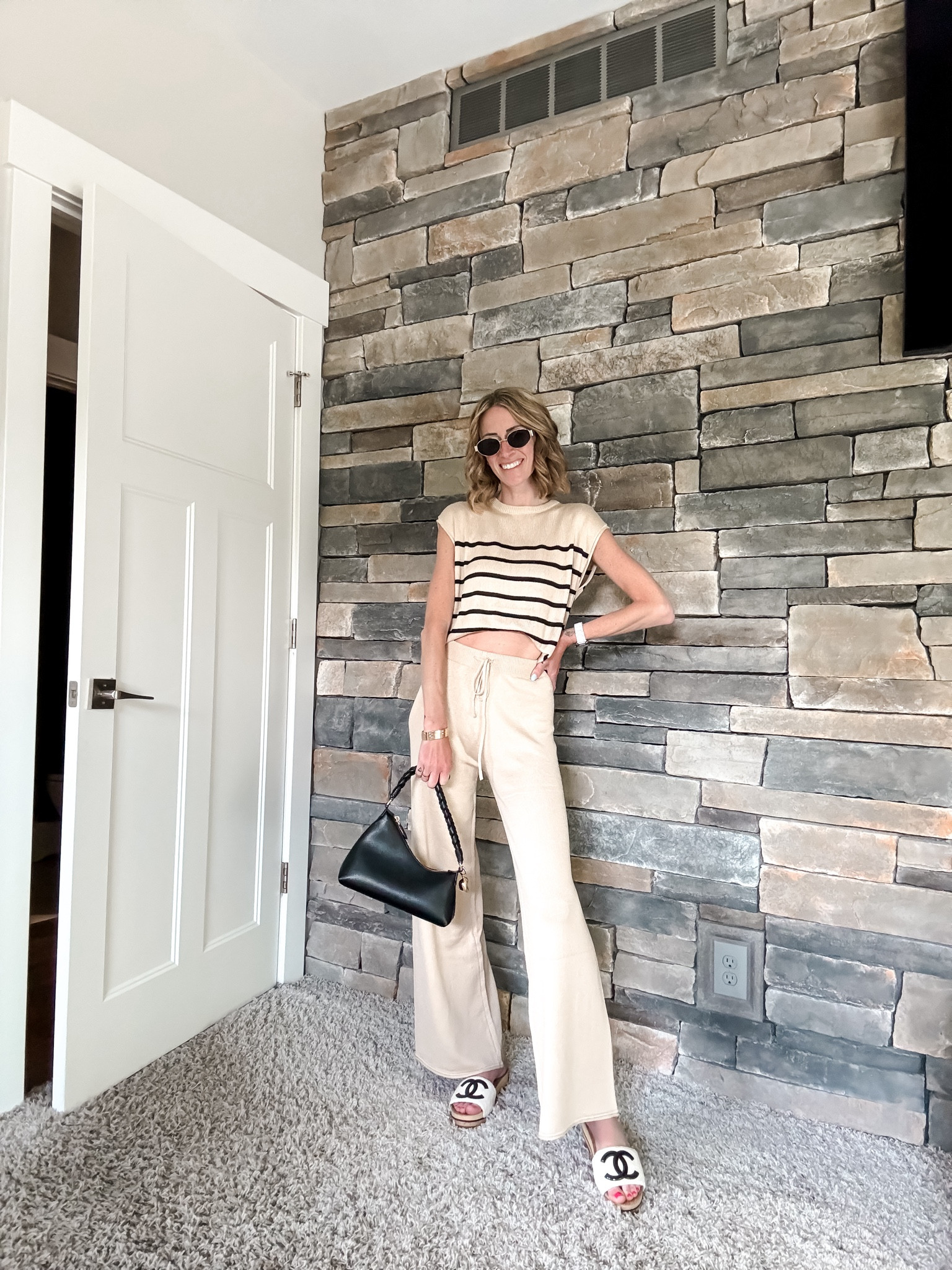 Two piece matching sets for spring and summer easy outfit ideas 
Tan wide leg pants Amazon fashion finds 