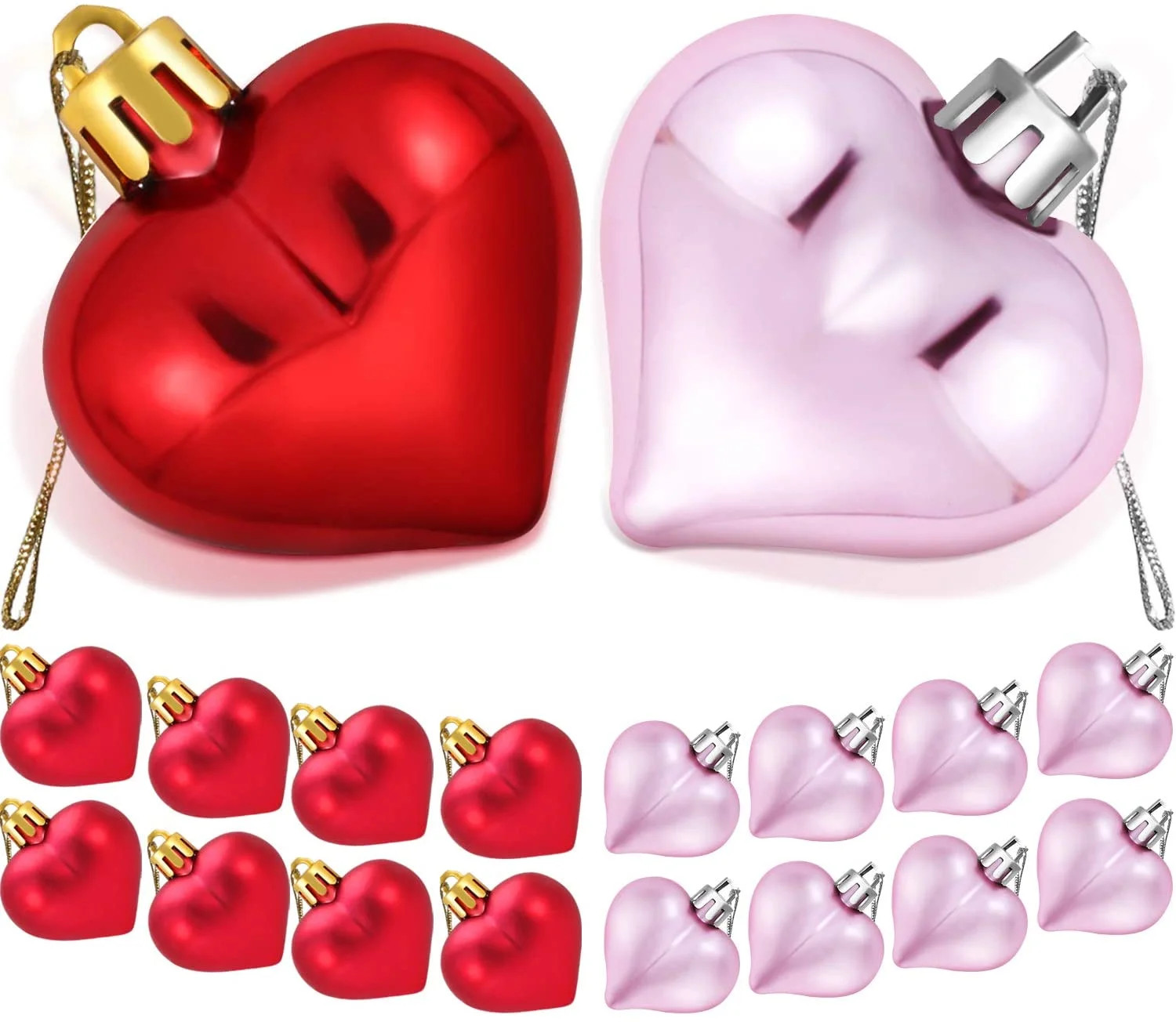 24 Pieces Heart Baubles Heart Shaped Decorations Valentine's Day Matt Heart Ornament for Home Par... | Walmart (US)