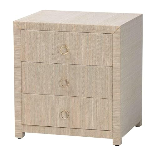 Bali & pari Quinn Bohemian Woven Natural Grasscloth 3-Drawer Nightstand | Amazon (US)