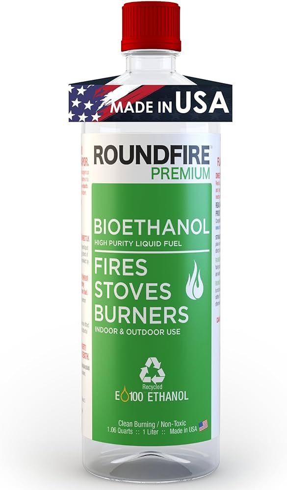 ROUNDFIRE Premium Tabletop Fireplace Fuel - 1 Liter Ethanol for Fire Pits and Table Top Fireplace... | Amazon (US)