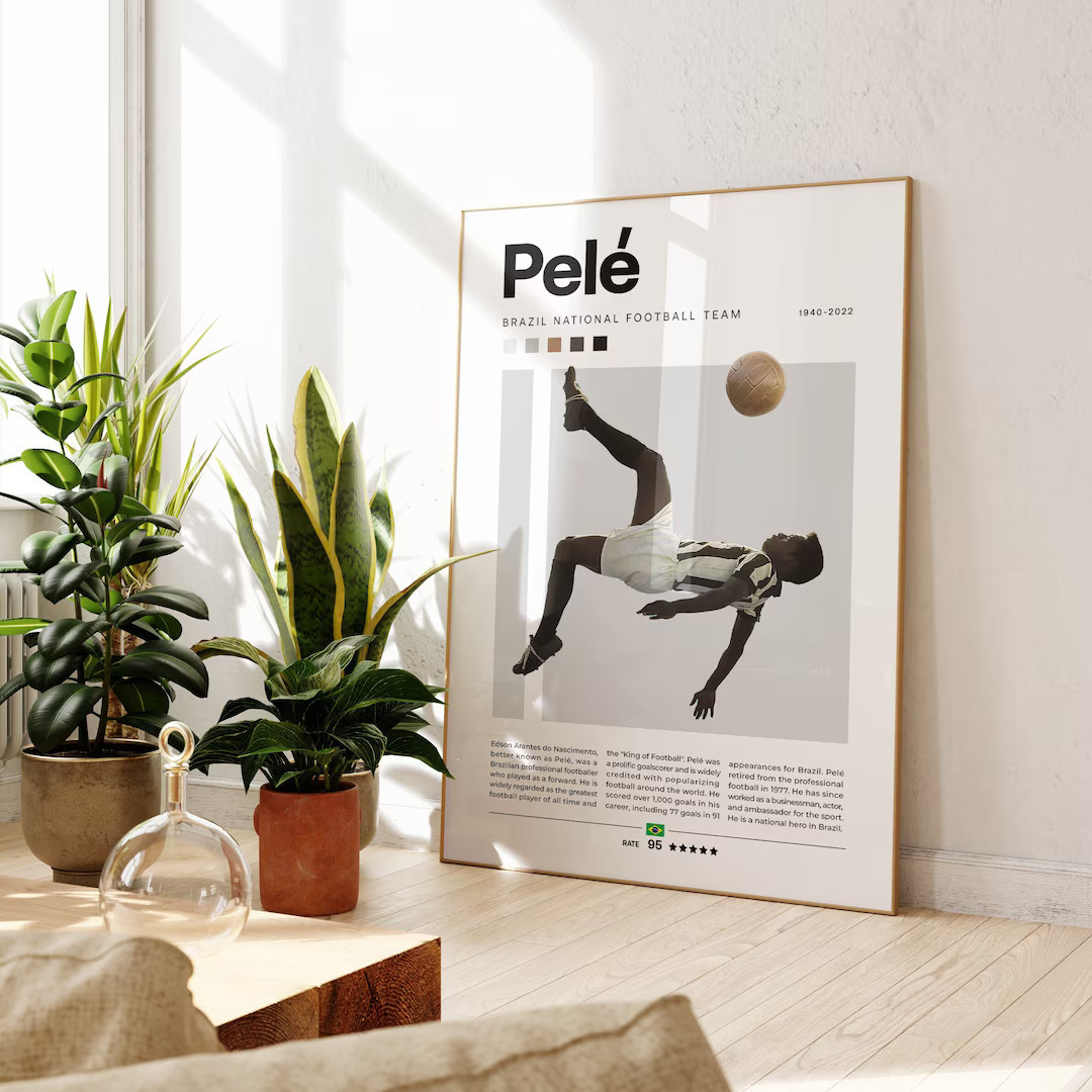 Pele Poster, Brazilian Soccer Player Poster, Soccer Gifts, Sports Poster, Football Player Poster,... | Etsy (US)