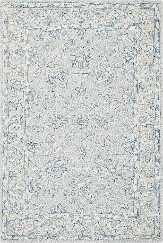 SAFAVIEH Micro-Loop Collection Accent Rug - 2'6" x 4', Blue & Beige, Handmade Wool, Ideal for Hig... | Amazon (US)