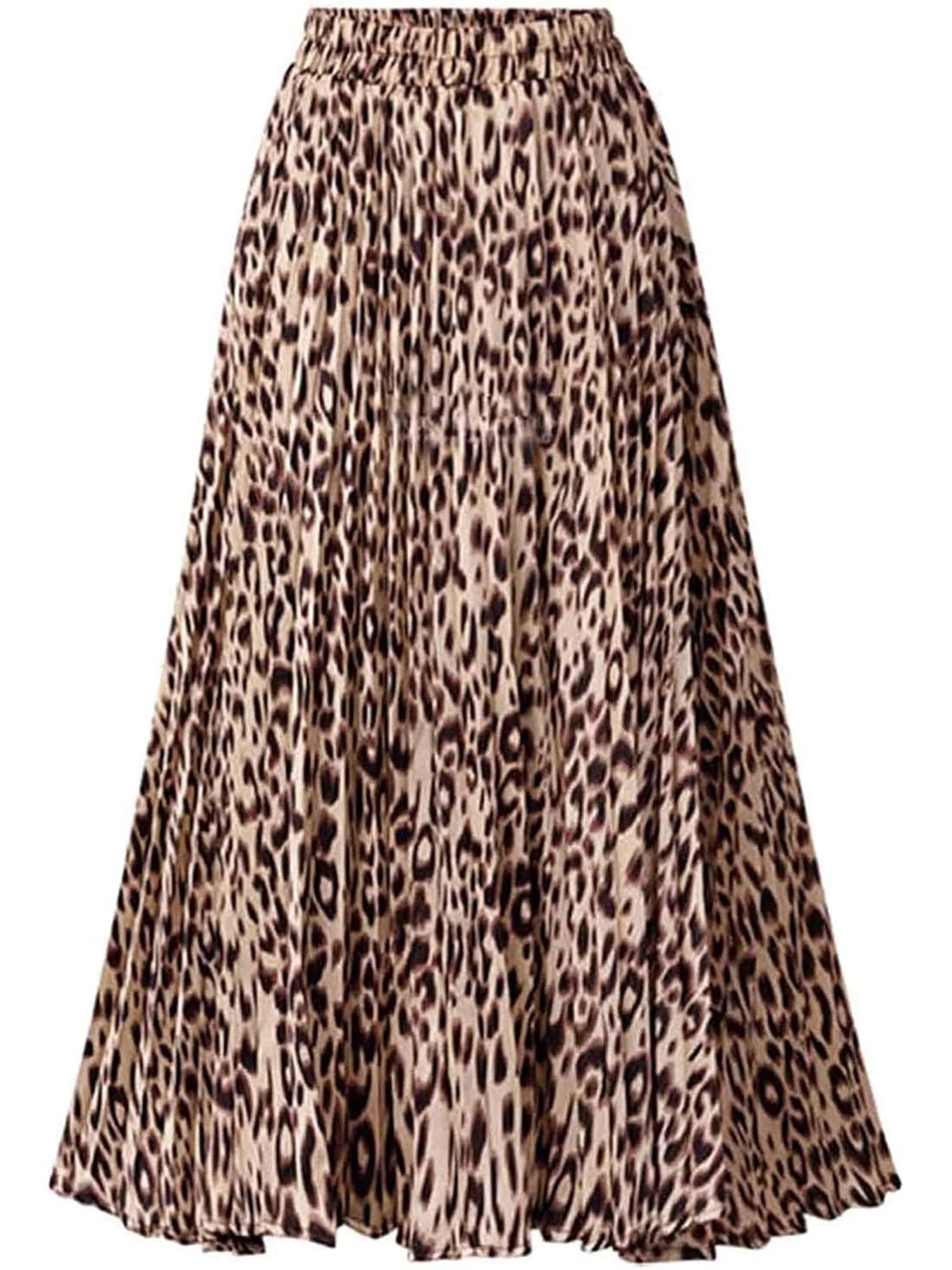 Keasmto Women Skirts Leopard Pleated Skirt Midi Long Cheetah High Waist Ladies Elasticized Summer... | Walmart (US)