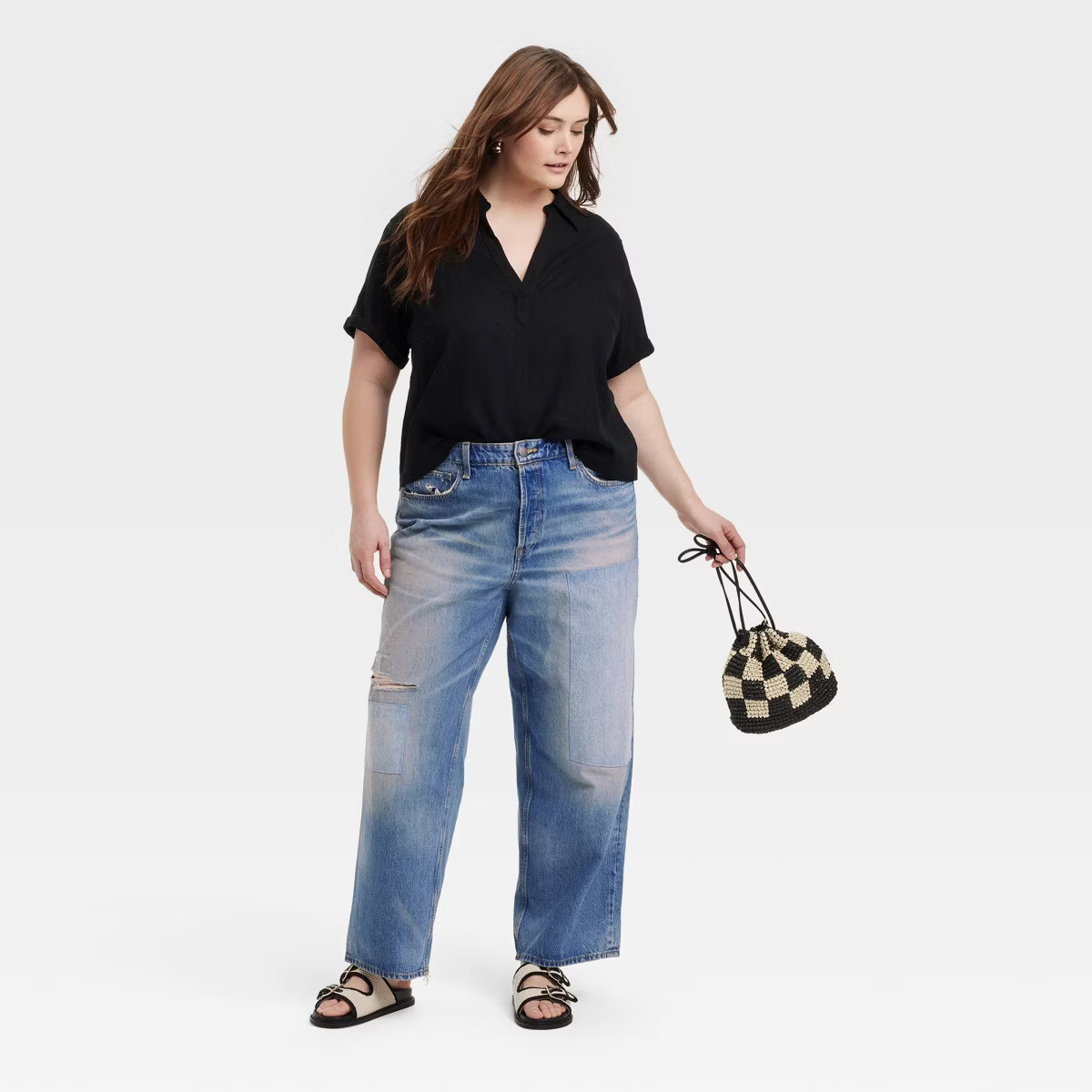 Women's Mid-Rise Patchwork 90's Baggy Jeans - Universal Thread™ | Target