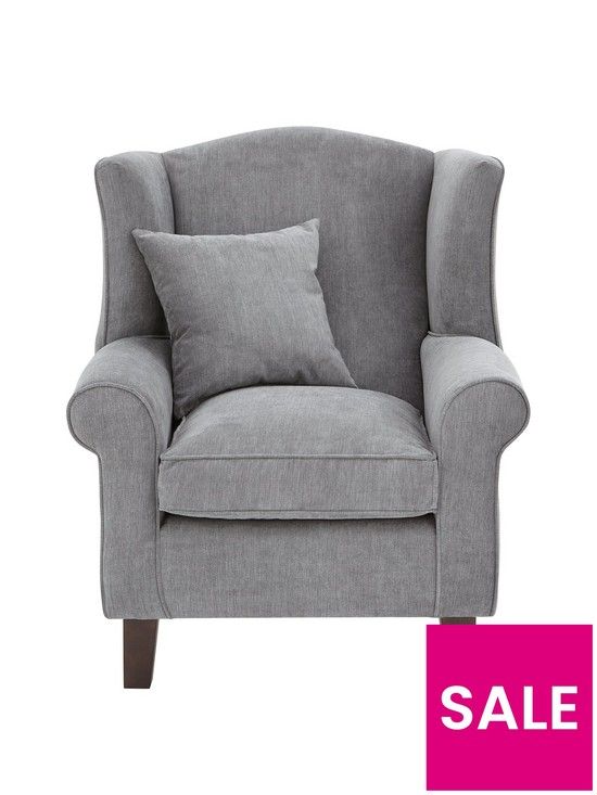 Denton Grace Chenille Fabric Wing Chair | Very (UK)