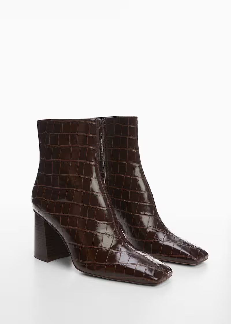 Ankle boots with square toe heel -  Women | Mango United Kingdom | MANGO (UK)