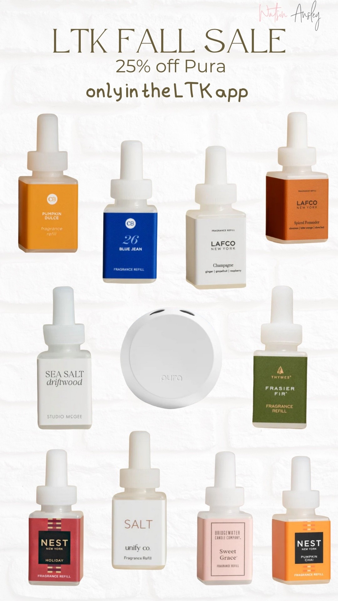 Shop Pura Home Fragrance today 25% off only in the LTK app!

Click below to shop and “copy promo code” to paste at checkout for 25% off!

These are amazing to keep your home smelling fresh and homey all from the app on your phone! Choose your fave scents, schedule on the app and walk into every room with a delicious scent!

Safe for kids & pets!

Click here to shop!

Home | decor | fragrance | smells | scents | homey | Pura | gift idea | house warming | fall | homey | welcoming | fall sale 



#LTKSeasonal #LTKFallSale #LTKSaleAlert