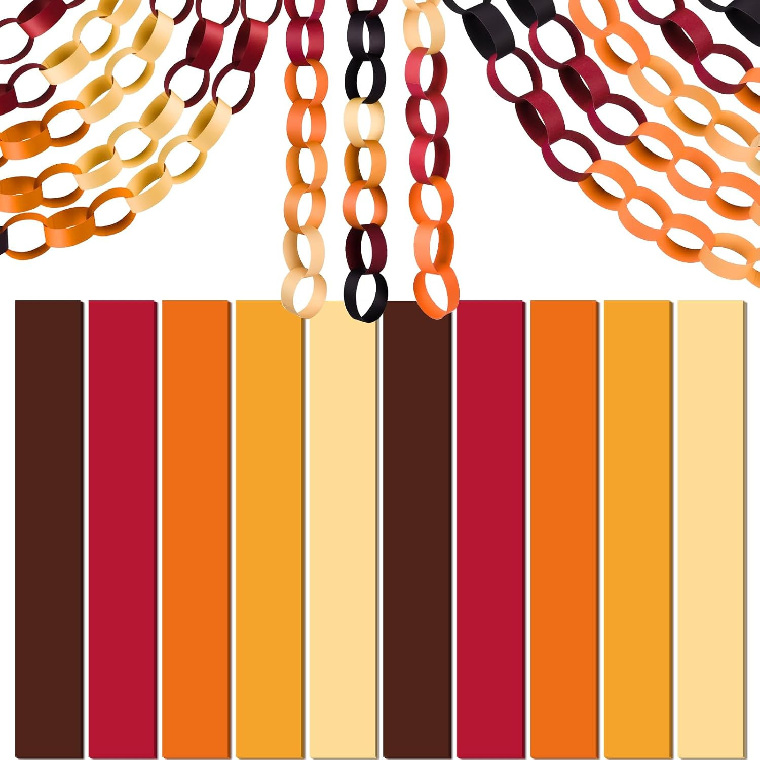 600Pcs Colorful Paper Chains Strips for Birthday Party Decorations DIY Crafts Supplies (Orange, 1 x 7.08 inches) | Amazon (US)
