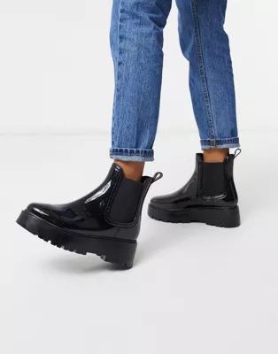 ASOS DESIGN Gadget chunky chelsea rain boots in black | ASOS (Global)
