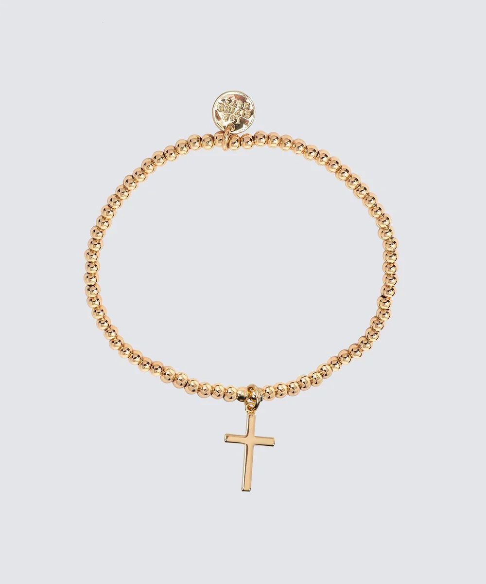 Cross Charm Metallic Bead Bracelet | The Giving keys