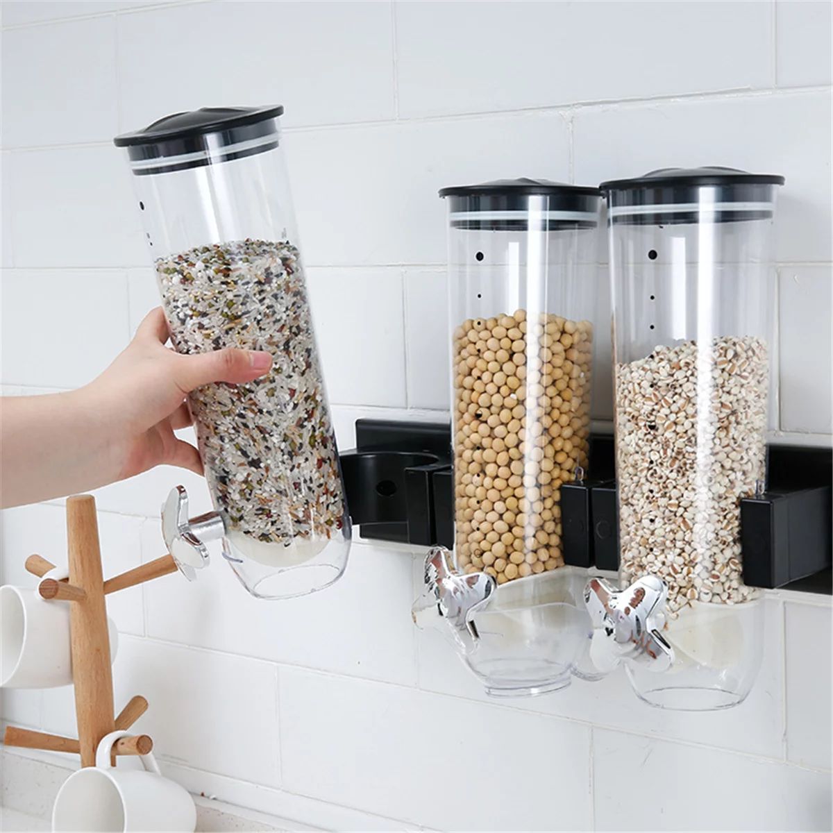 Triple Cereal Dispenser Container,Smart Space Wall Mount Dry Food Dispenser,Triple 7.5oz Cereal D... | Walmart (US)