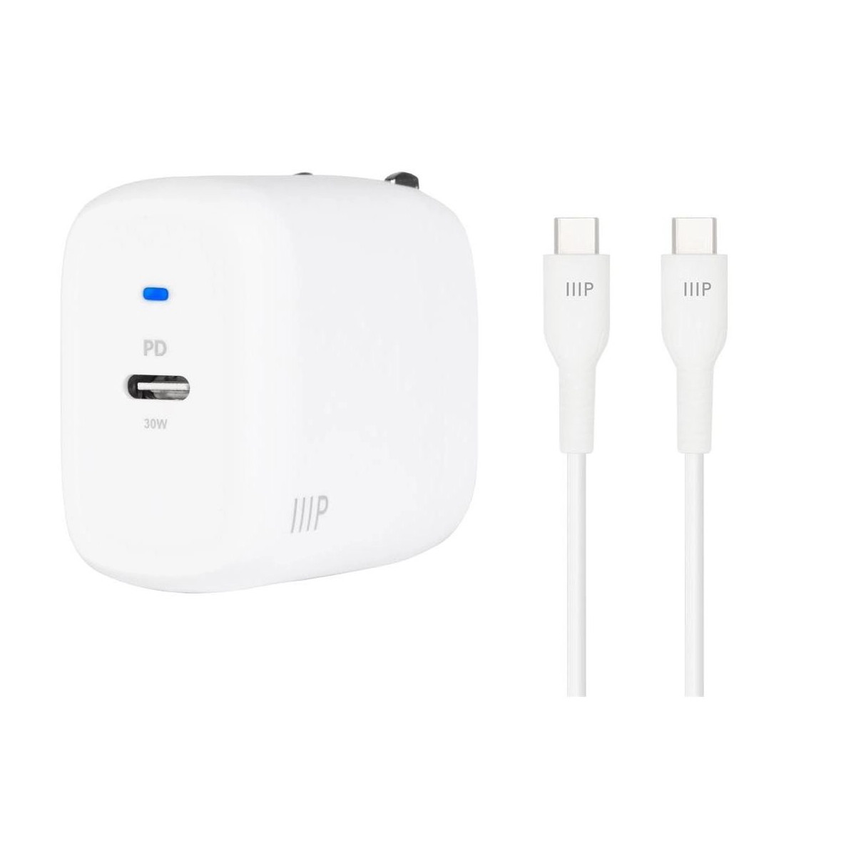 Monoprice iPad Pro Charging Bundle - 30W 1-port PD GaN Technology Foldable Wall Charger White, Po... | Target