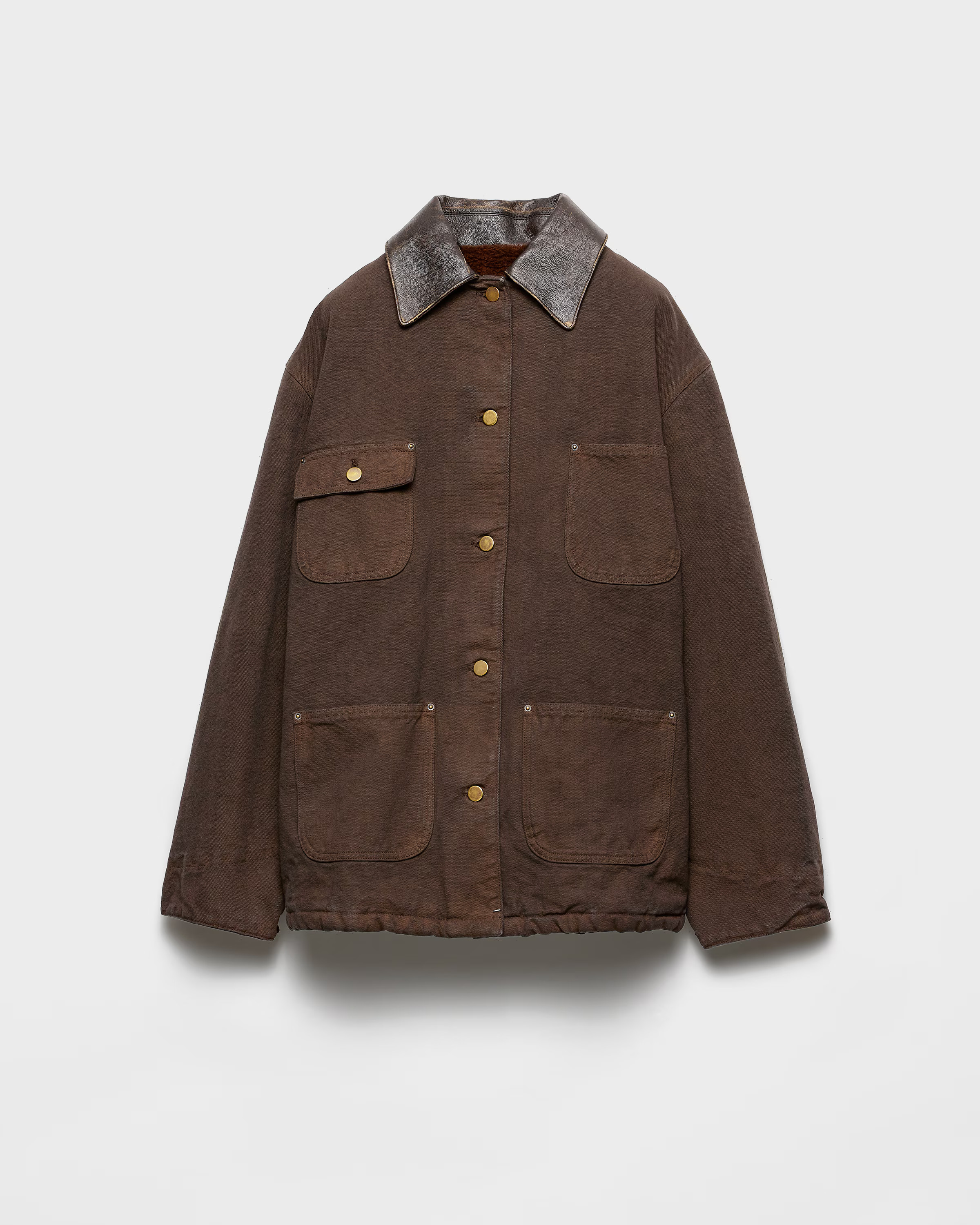 Brown Canvas Blouson Jacket | PRADA | Prada UK