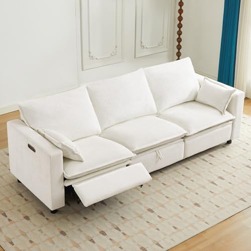 GUEAPY Power Reclining Sofa, Oversized Cream Cloud Couch, Chenille Power Recliner Sofa for Living Room, Comfortable Reclining Sectional with Headrest, Pillows & Hidden Storage,Reclining Sectional Sofa | Amazon (US)