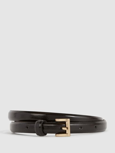 Leather Croc Embossed Mini Belt | Reiss UK
