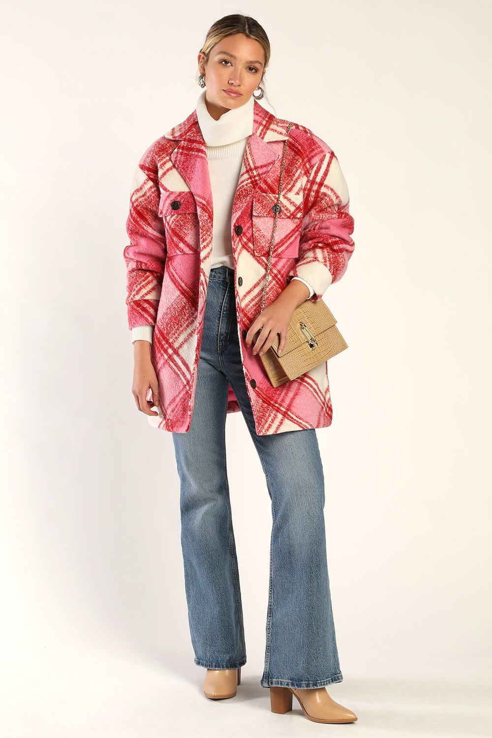 Cute Overload Pink and Red Plaid Coat | Lulus (US)