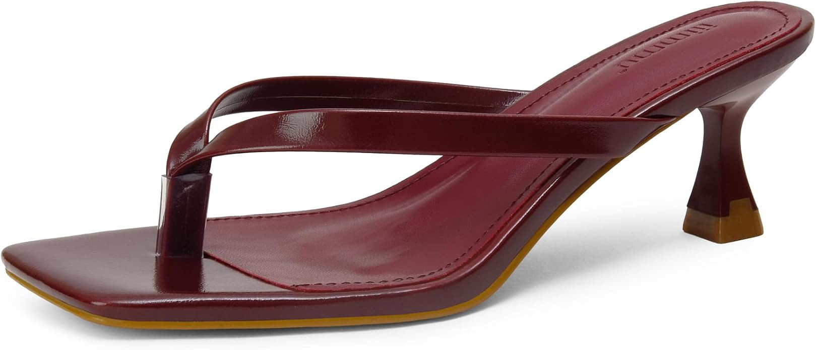 iiimmu Kitten Heels Flip Flops Heeled Thong Sandals for Women Square Open Toe with 2 Inch Low Hee... | Amazon (US)