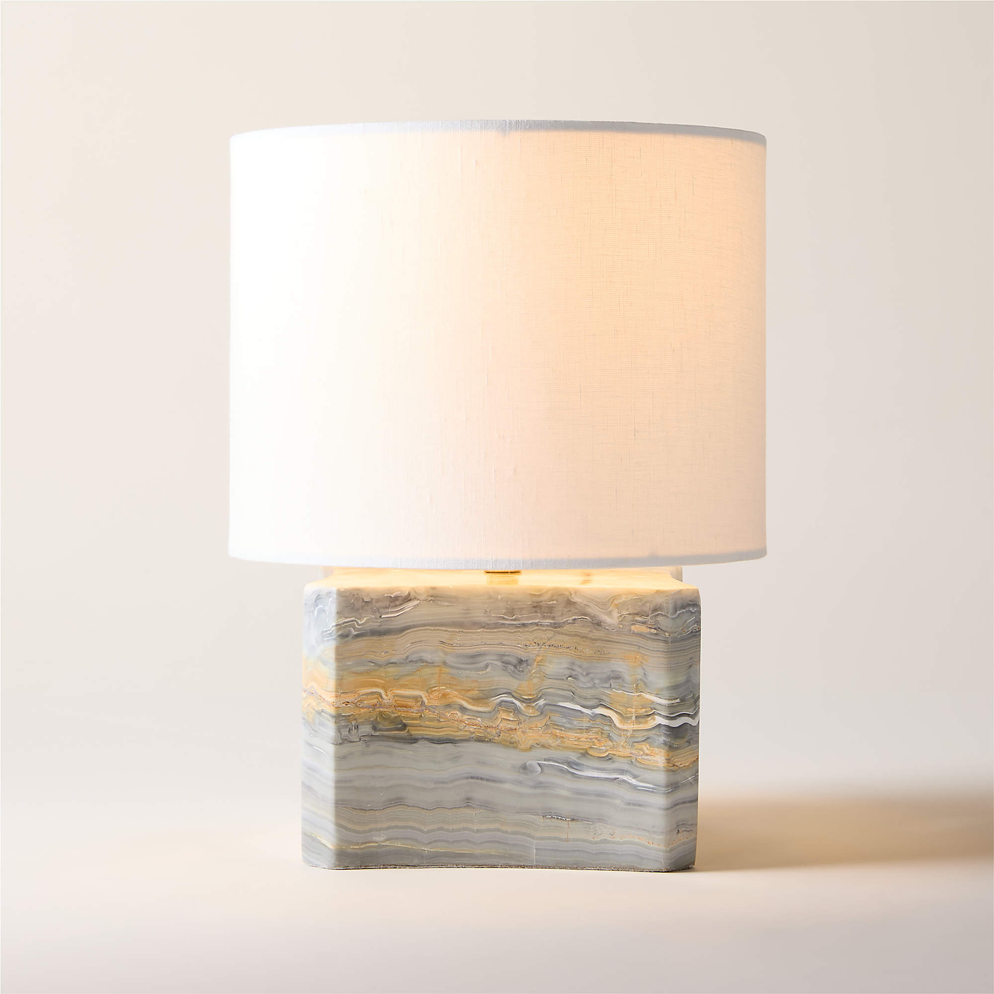 Anelle Petite Blue Onyx Table Lamp with Linen Shade + Reviews | CB2 | CB2