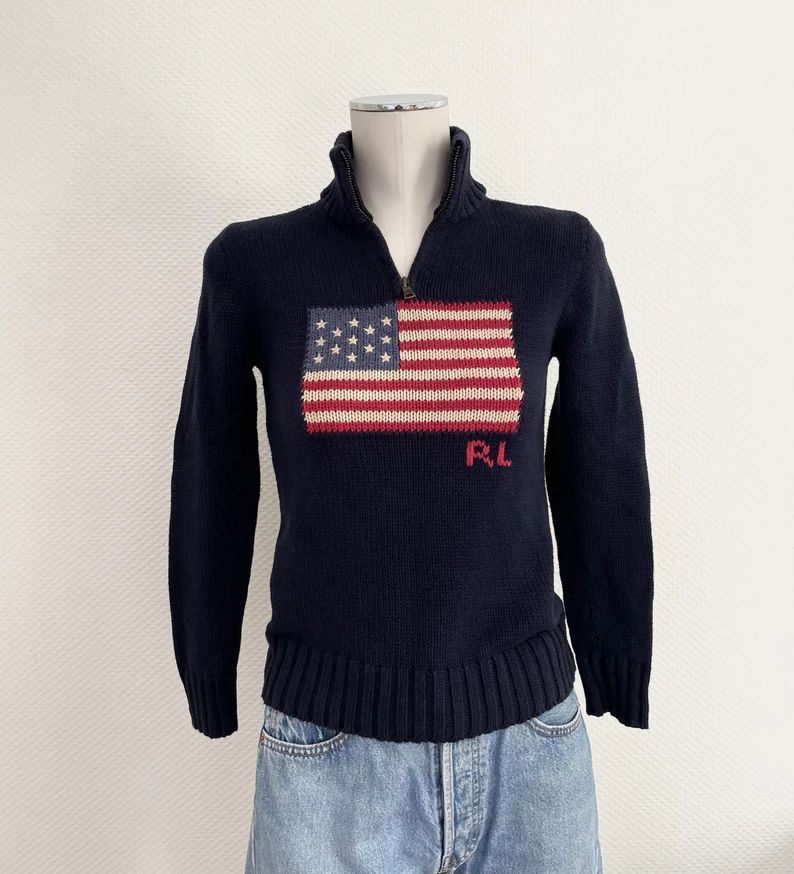 Polo Ralph Lauren USA Flag 1/4 Zip Sweater. | Etsy (US)