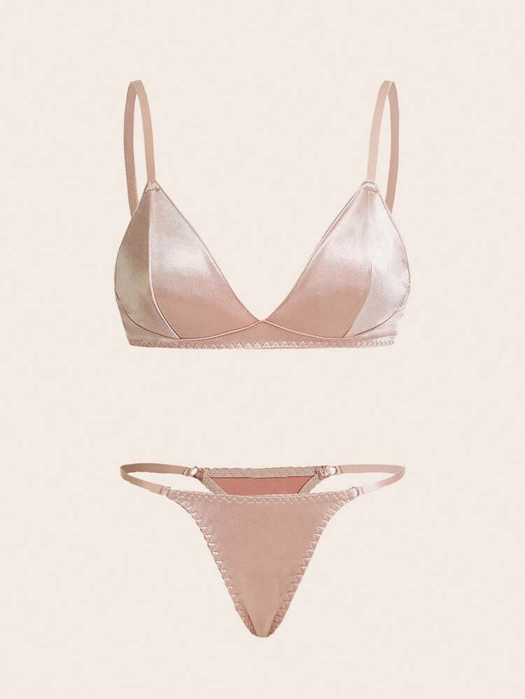 Charlaine Set Di Lingerie Da Donna Composto Da Reggiseno E Mutandine In Raso Solido | SHEIN