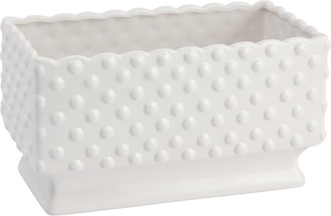 Creative Co-Op White Hobnail Rectangle Ceramic Planter | Amazon (US)