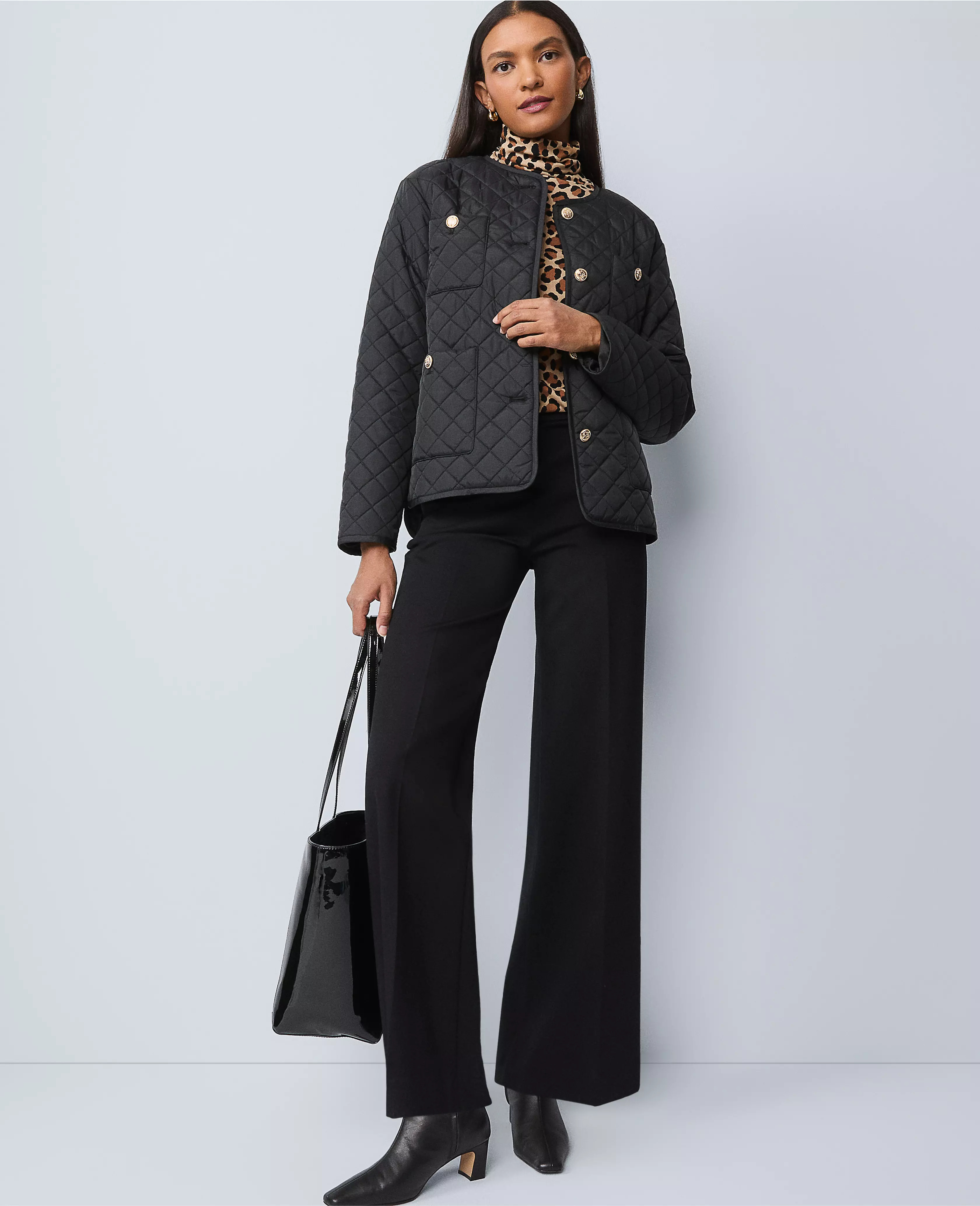 Weekend Collection Easy Perfect Wide Leg Pant in Ponte | Ann Taylor